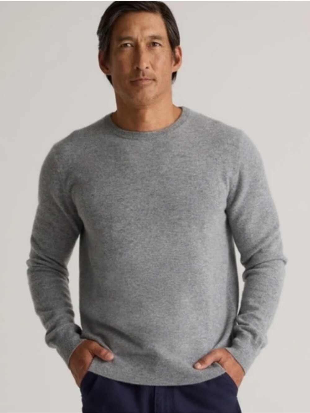 Quince Mongolian Cashmere Crewneck Sweater Heather Grey Size Large
